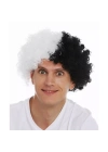 Siyah Beyaz Kıvırcık Afro Bonus Taraftar Peruğu