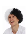 Siyah Beyaz Kıvırcık Afro Bonus Taraftar Peruğu