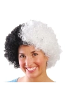 Siyah Beyaz Kıvırcık Afro Bonus Taraftar Peruğu