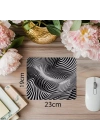 Siyah Beyaz Zigzaglı Geometrik Mousepad - 19x23 cm 2 mm Dikdörtgen İthal Baskılı Mouse Pad