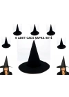 Siyah Cadı Şapkası Keçe Yetişkin Boy 6 Adet