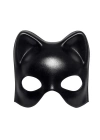 Siyah Deri Görünümlü Kedi Maskesi