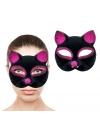 Siyah Fuşya Simli Süet Kedi Maskesi