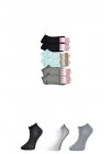 Siyah Gri ve Beyaz Kadın Bilek Çorap 6 çift
