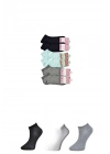 Siyah Gri ve Beyaz Kadın Bilek Çorap 6 çift