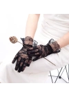 Siyah Güpürlü Dantel Eldiven Kısa – Vintage Zarif Kadın Eldiveni