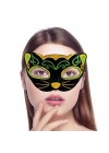 Siyah Kadife Sarı Yeşil Simli Kedi Maskesi