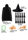 Siyah Kapüşonlu Pelerin 120 Cm Tırnaklar Diş Çene Burun Ve Şapka Seti