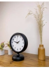 ® Siyah Metal Dekoratif Masa Saati 25×20 cm