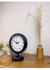 ® Siyah Metal Farsça Masa Saati 25×20 cm