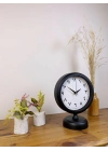 ® Siyah Metal Farsça Masa Saati 25×20 cm