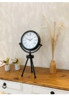 ® Siyah Metal Mini Tripod Modern Masa Saati 45×26 cm
