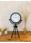 ® Siyah Metal Mini Tripod Modern Masa Saati 45×26 cm
