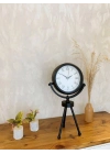 ® Siyah Metal Mini Tripod Retro Masa Saati 45×26 cm