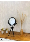 ® Siyah Metal Mini Tripod Retro Masa Saati 45×26 cm