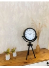 ® Siyah Metal Mini Tripod Roma Rakamlı Masa Saati 45×26 cm