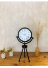 ® Siyah Metal Mini Tripod Roma Rakamlı Masa Saati 45×26 cm