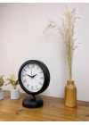 ® Siyah Metal Retro Masa Saati 25×20 cm