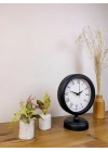 ® Siyah Metal Retro Masa Saati 25×20 cm