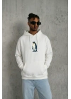 Siyah Oversize Hoodie - Sırt Baskılı Survivor Penguin Temalı, Felsefi Yazılı Kapüşonlu Sweatshirt - Beyaz