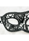 Siyah Renk Kedi Model Dantel İşleme Parti Maskesi 12 No