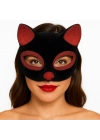 Siyah Renk Kırmızı Simli Süet Kaplama Kedi Maskesi 18x14 Cm
