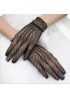 Siyah Renk Likralı File Eldiven Parmaklı Örgü Eldiven Yetişkin Boy