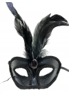 Siyah Renk Rugan Kaplama Siyah Tüylü Parti Maskesi 18x20 Cm