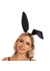 Siyah Renk Saten Kaplama Şekil Verilebilir Tavşan Kulak Taç 35x11 Cm
