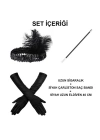 Siyah Retro Charliston Aksesuar Seti