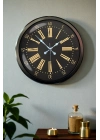 ® Siyah Roma Rakamlı 52 Cm Metal Duvar Saati