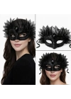 ® Siyah Taşlı Venedik Maskesi Lüks Tüllü Parti Maskesi