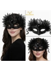 Siyah Taşlı Venedik Maskesi Lüks Tüllü Parti Maskesi