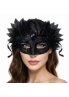 Siyah Taşlı Venedik Maskesi Lüks Tüllü Parti Maskesi