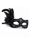 Siyah Tüylü Balo Maskesi Kadın Parti Aksesuarı