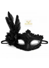 Siyah Tüylü Venedik Lüks Balo Maskesi