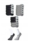 Siyah ve Gri Erkek Görünmez Çorap 15 çift