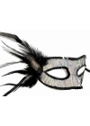 Siyah Yandan Tüylü Pul Payet Maskesi
