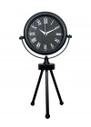 ® Siyah Zarif Dekoratif Üç Ayaklı Metal Masa Saati