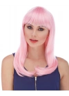 Soft Pembe Renk Uzun Düz Parti Peruğu