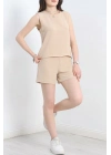 Şortlu Ayrobin takım bej