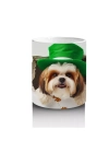 St. Patrick Şapkalı Bıyıklı Sevimli Köpek – Baskılı Kahve Kupası