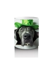 St. Patrick Şapkalı Gri Büyük Irk Köpek – Baskılı Kahve Kupası