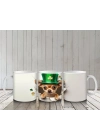 St. Patrick Şapkalı Neşeli Corgi Deseni – Baskılı Kahve Kupası