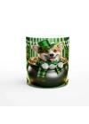 St. Patrick Şapkasıyla Gülümseyen Corgi Temalı Baskılı Kupa Bardak