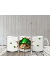 St. Patrick’s Şapkalı Sevimli Kirpi Tasarımı - Baskılı kahve kupası