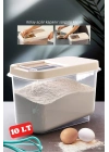 Sürgülü Kapaklı 10 Lt Erzak Bakliyat Un Şeker Saklama Kabı