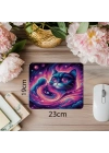 Surreal Stil Uzaylı Kedi Mouse Pad - 19x23 cm 2 mm Dikdörtgen İthal Baskılı Mouse Pad