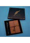 Taba Deri Defter Ve Kalem Set