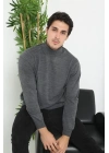 Tam Boğazlı Balıkçı Yaka Dokuma Triko - Füme -